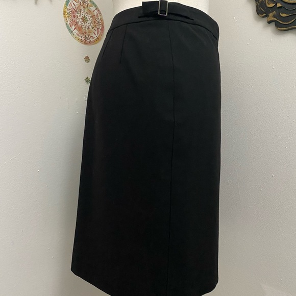 Petite Sophisticate stretch business office black midi dress skirt buckles 6 - Picture 5 of 12